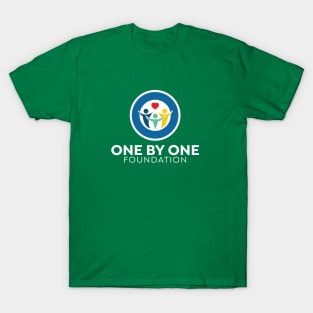 One By One Foundation - white logo & lettering T-Shirt